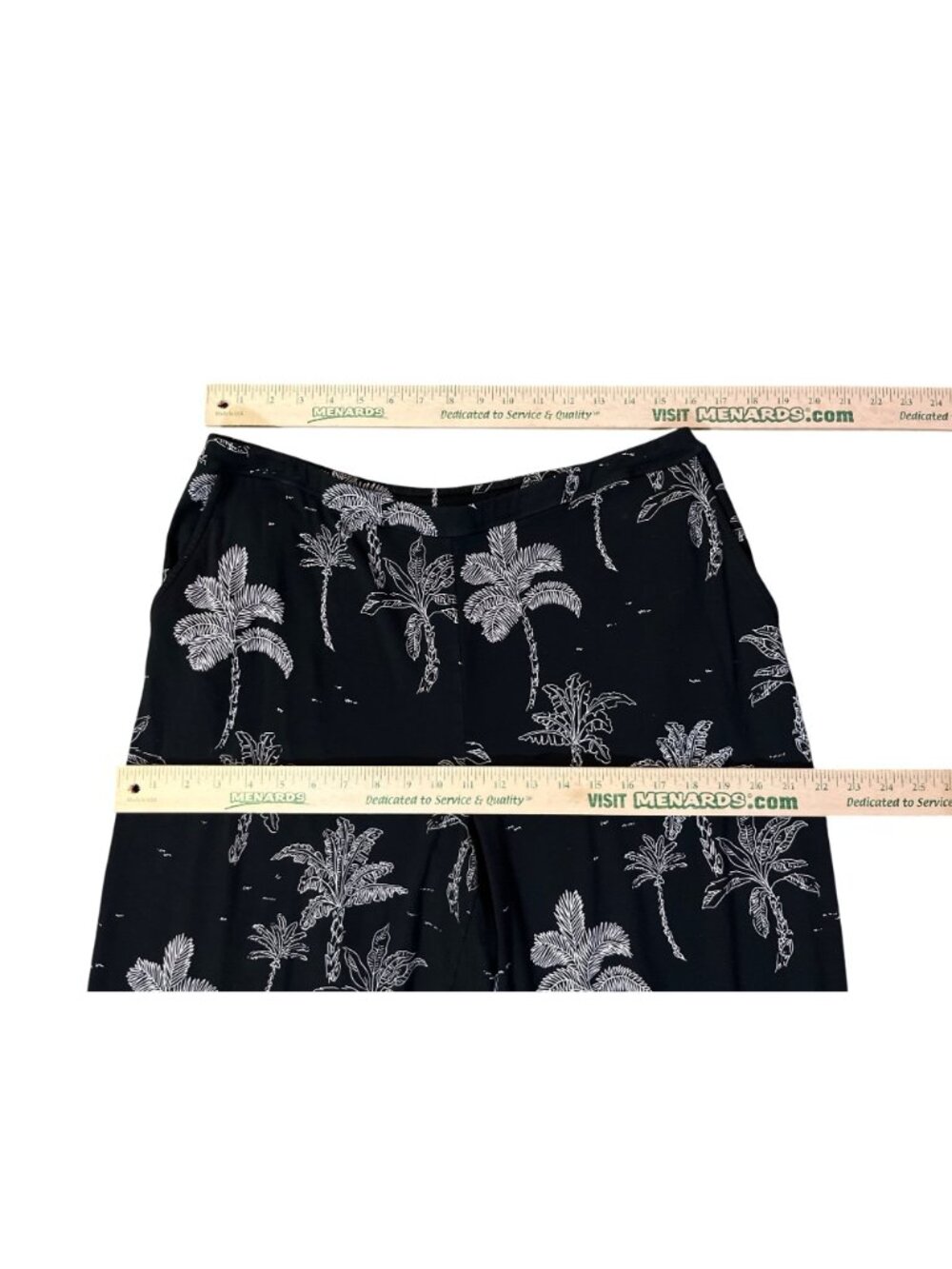 J Jill Wearever Crop Pants L Black Tropical Wide Leg Pull On Used - Picture 7 of 14